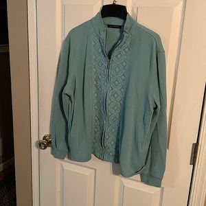 Speculation light turquoise full zip sweater. Size L.
